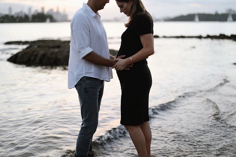 Romantic stroll by shore