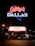 A bright neon sign featuring the name 'Gilley's' in red cursive above 'DALLAS' in white block letters, outlined in blue in the shape of Texas. A marquee below displays 'The Raconteurs with Hunt Sales' and the website 'www.gilleysdallas.com'. The scene is set at night with warm outdoor lighting illuminating the brick building and a parked vehicle nearby.