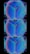 Three stacked, transparent cubes with an iridescent effect on a black background. The cubes exhibit a range of colors including blue, green, and pink, creating a holographic appearance. Each cube appears to reflect and refract light.