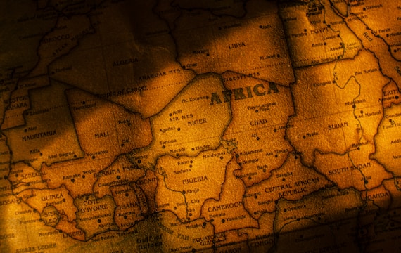 a close up of a map of africa