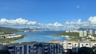 a large body of water surrounded by tall buildings