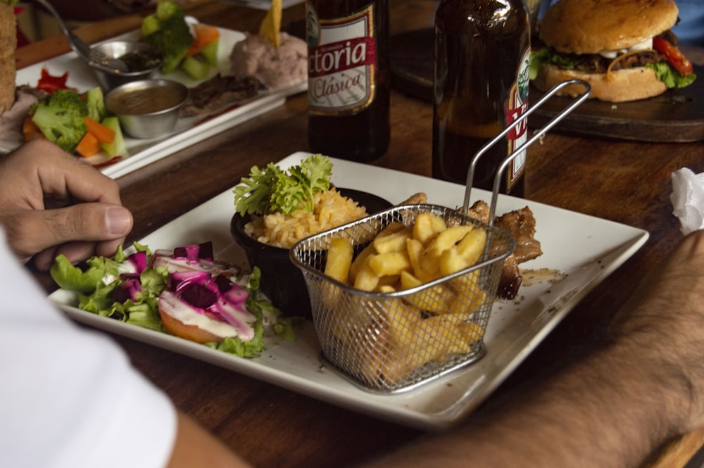 a plate of food that is on a table