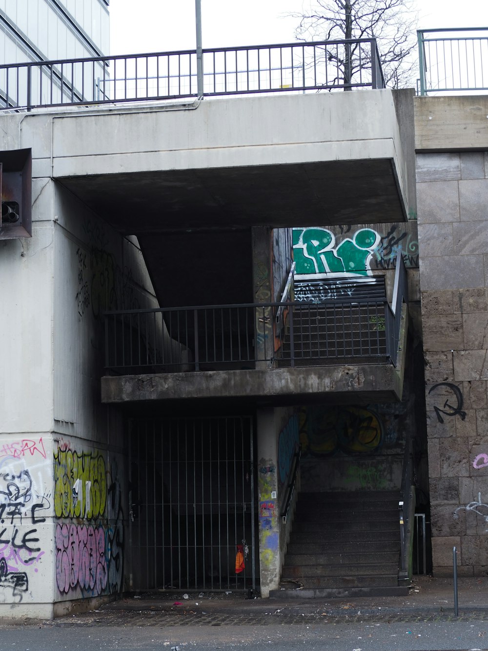 a building with graffiti on the side of it