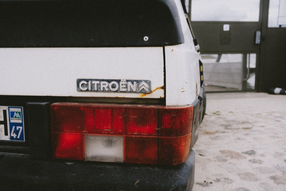 the back end of a car with a license plate