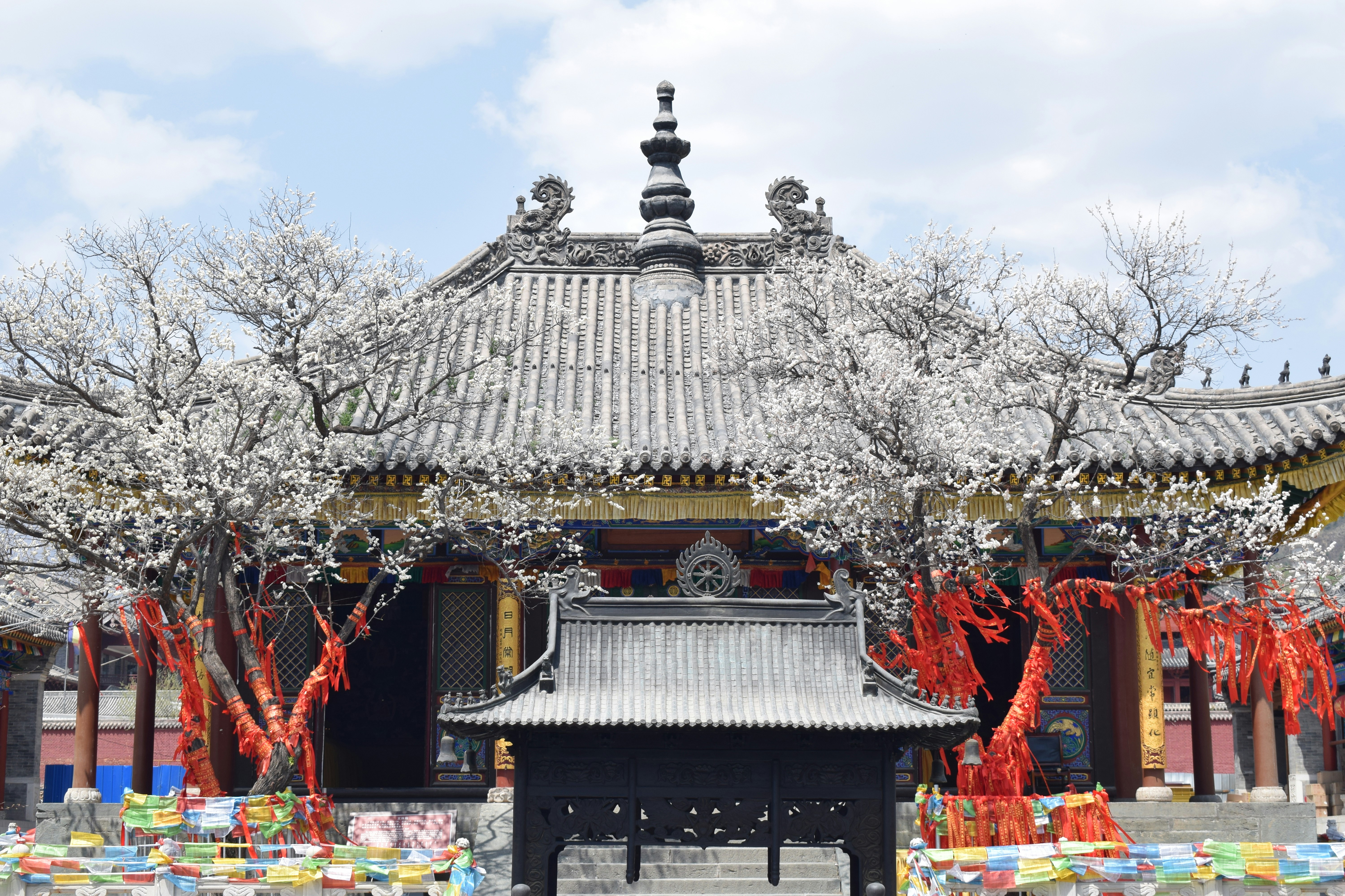 a building with a pagoda in the middle of it
