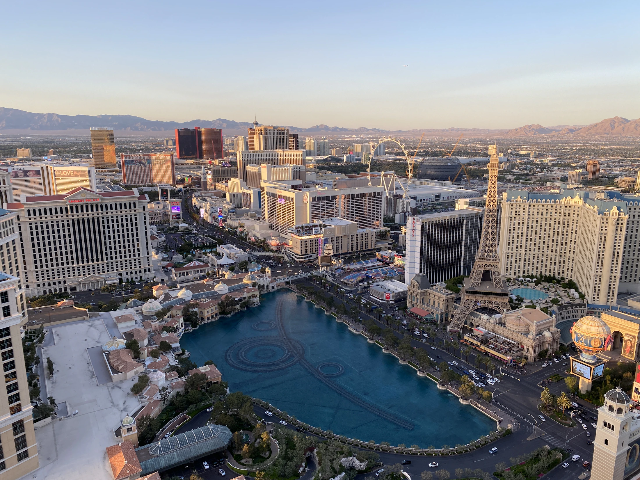Las Vegas Strip and Bellagio lake, Nevada