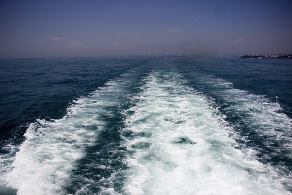 the wake of a boat in the ocean