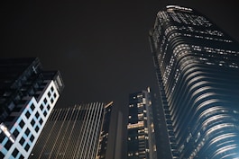 a lit up city at night