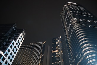 a lit up city at night