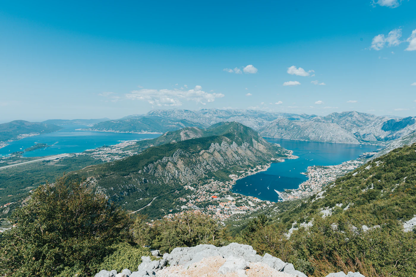 View over the Bay of Kotor from the serpentine mountain road above the old town