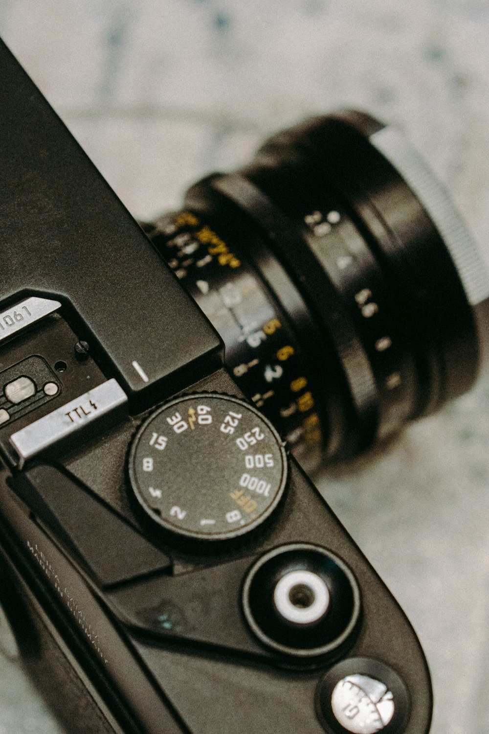 a close up of a camera on a table