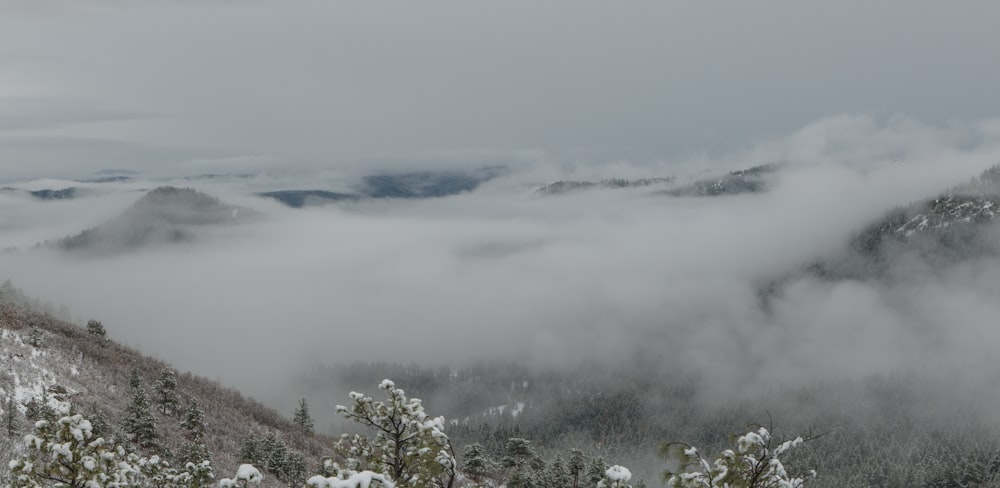 a view of a mountain covered in snow