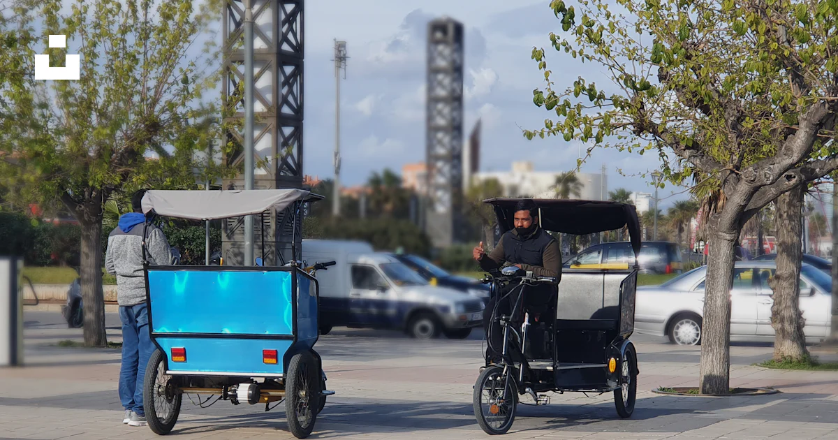 Horse Riding Rickshaw A man riding a rickshaw pulled by a horse photo – Free Barcelona Image ...