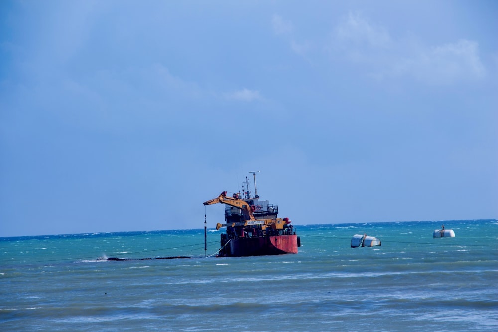 a large boat in the middle of the ocean