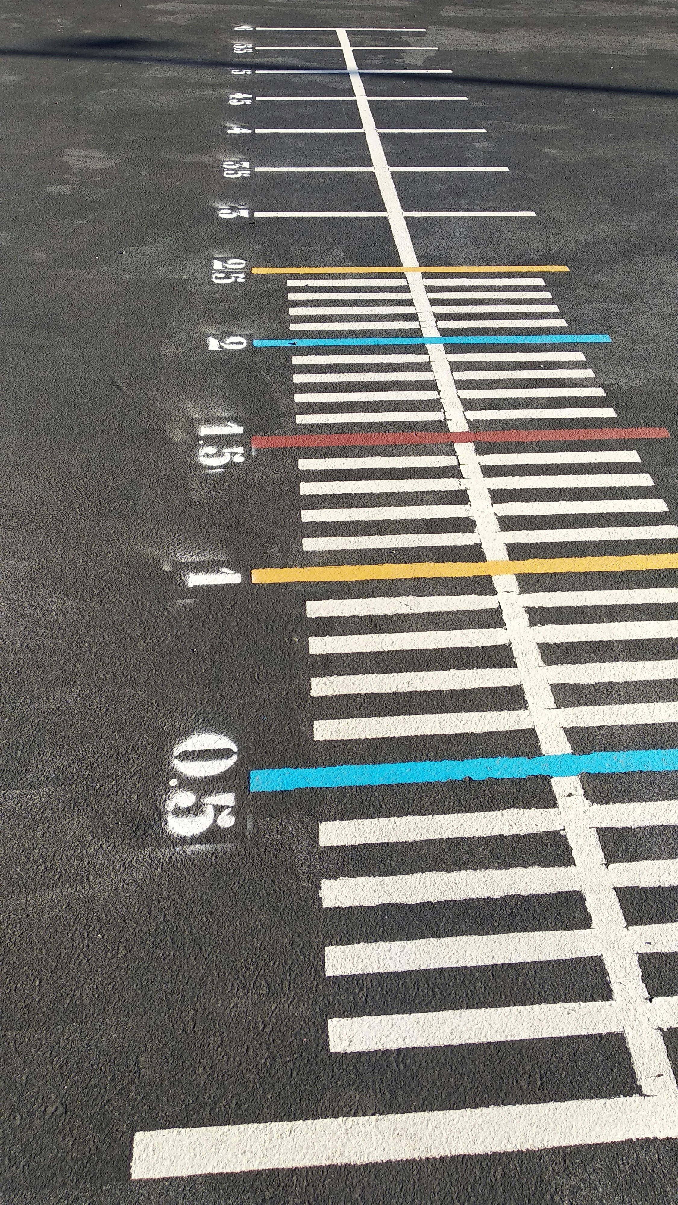 a parking lot with a line painted on it
