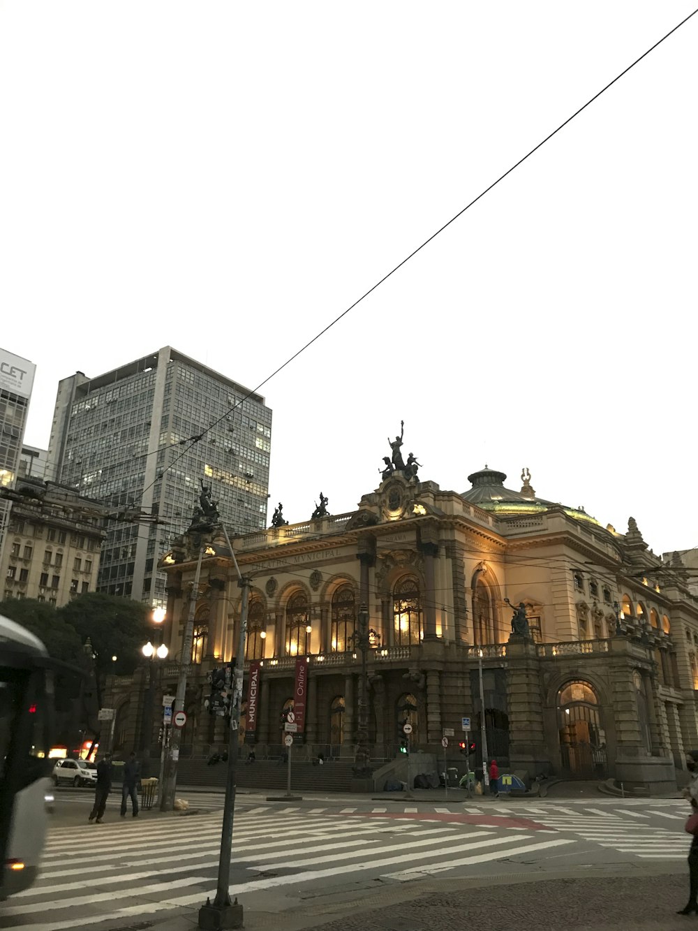 a large building with a lot of lights on top of it