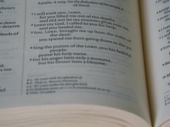 a close up of a book with an open page