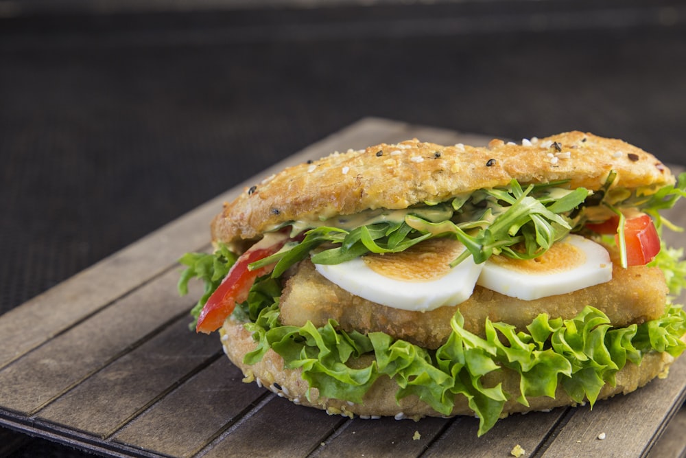 a close up of a sandwich on a tray