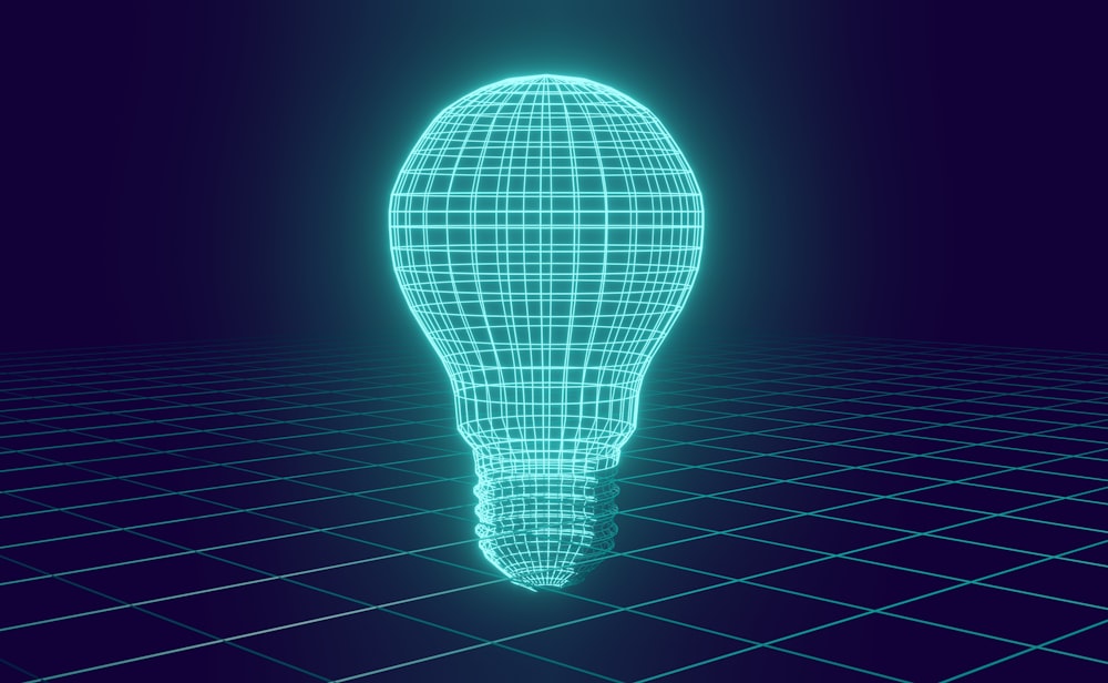 a glowing light bulb in a dark room