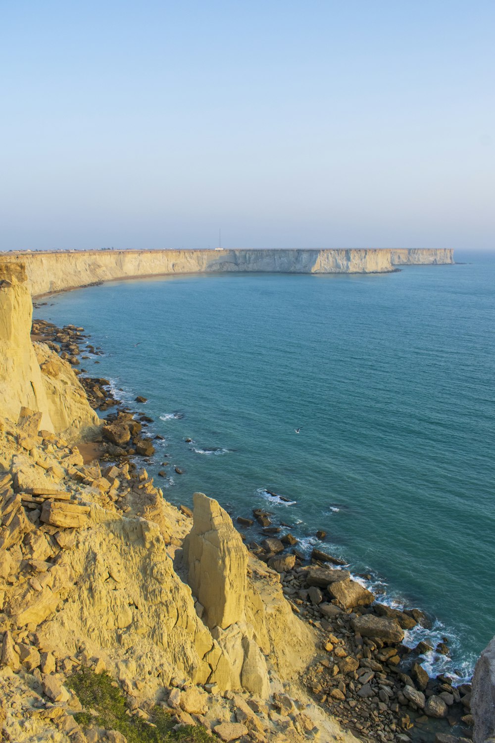 a view of the ocean from a cliff