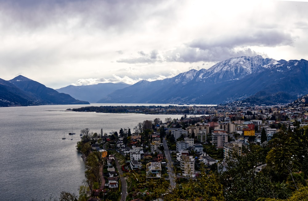 a large body of water surrounded by mountains