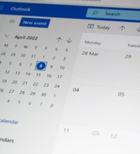 a computer screen with a calendar on it