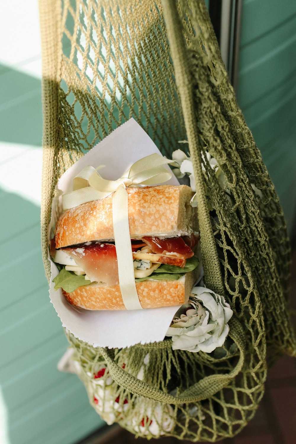 a sandwich sitting on top of a table