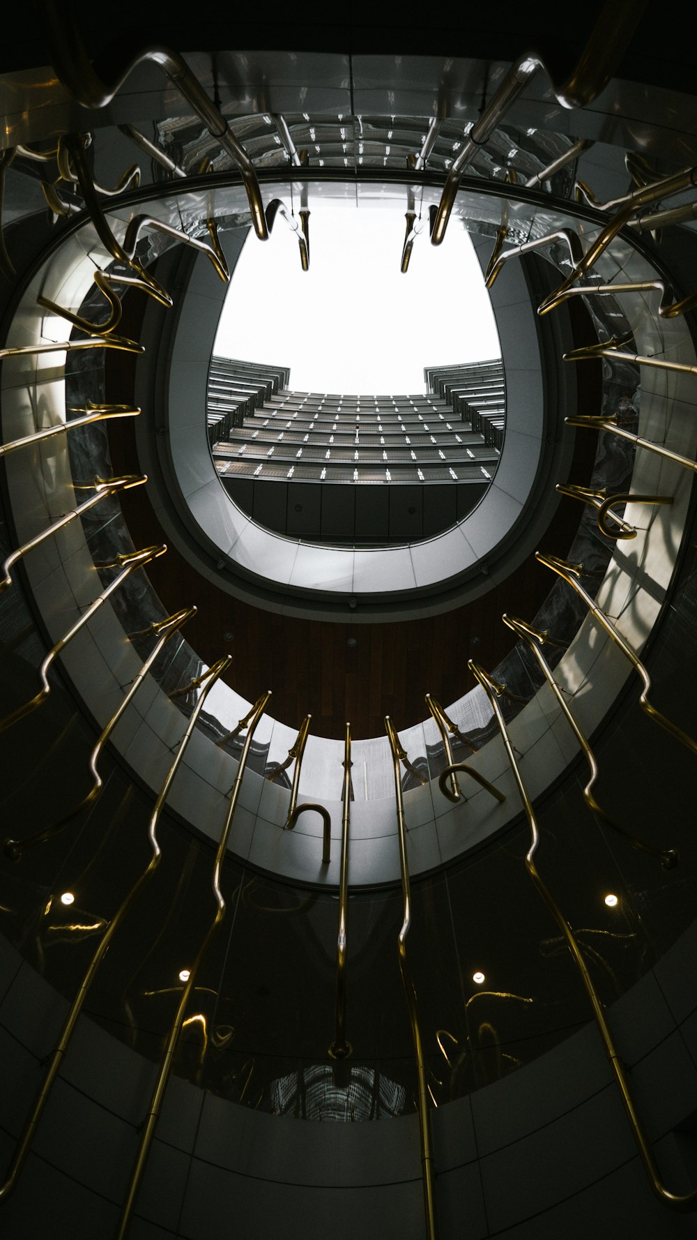 a circular view of a building from the ground