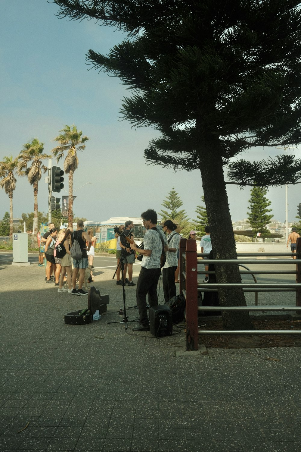 a group of people in a park