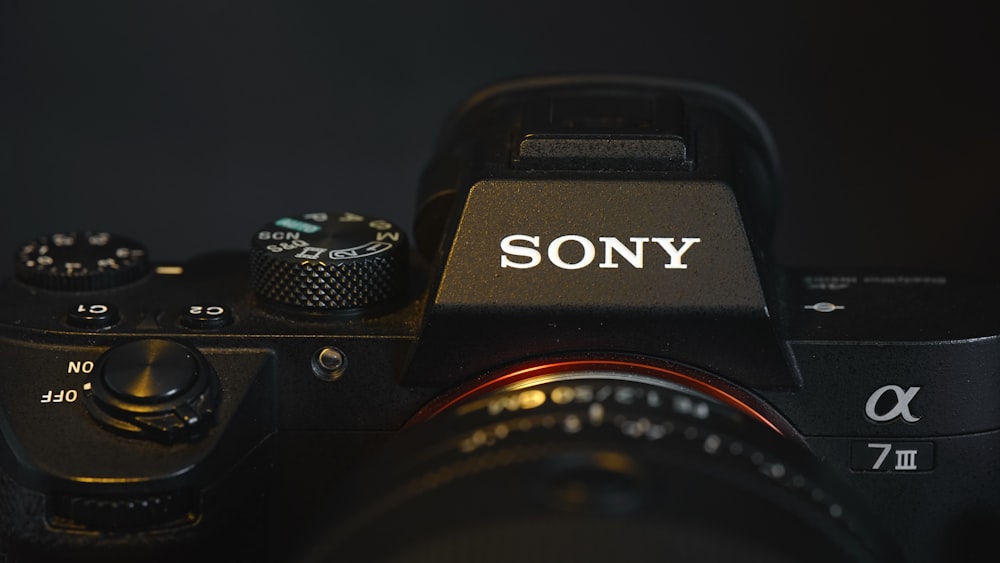 a sony camera with the word sony on it