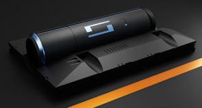 S360 device displayed on a sleek desk with a digital cloud platform interface in the background