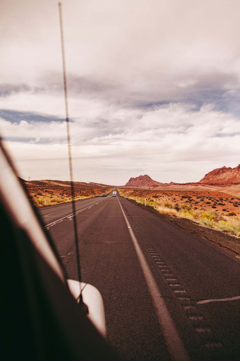 the view from inside a vehicle of a highway