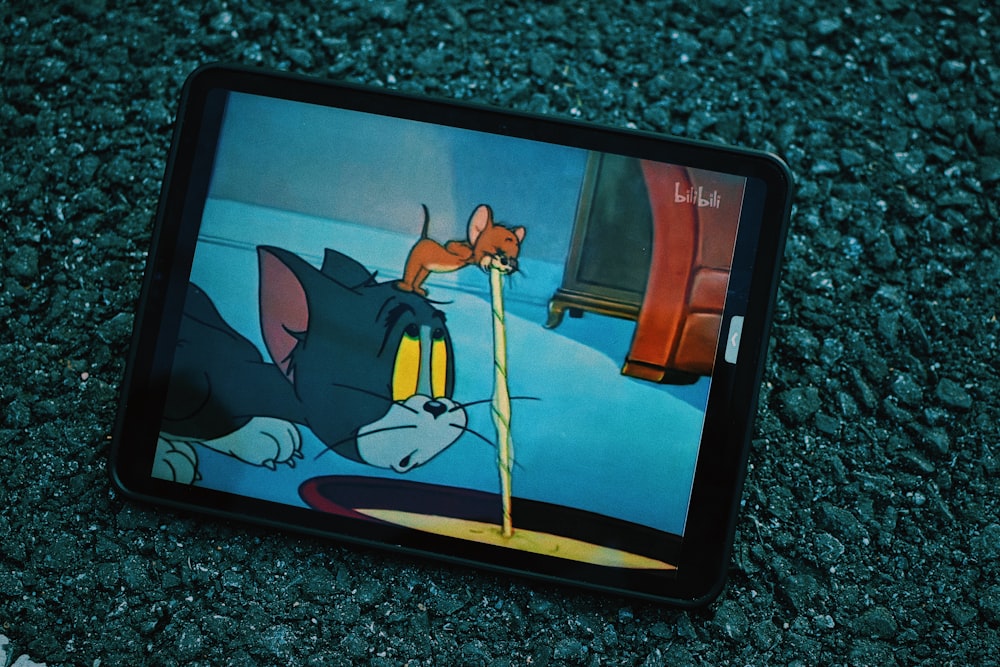 a picture of a cartoon character on a cell phone