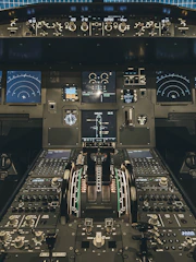 a view of the cockpit of an airplane