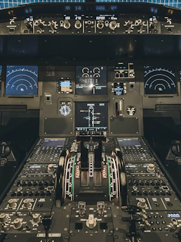 a view of the cockpit of an airplane