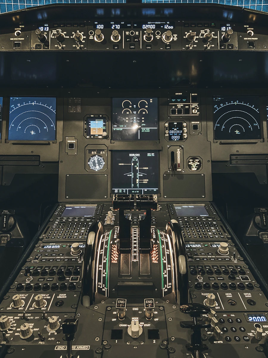 Vista del cockpit di un aeromobile