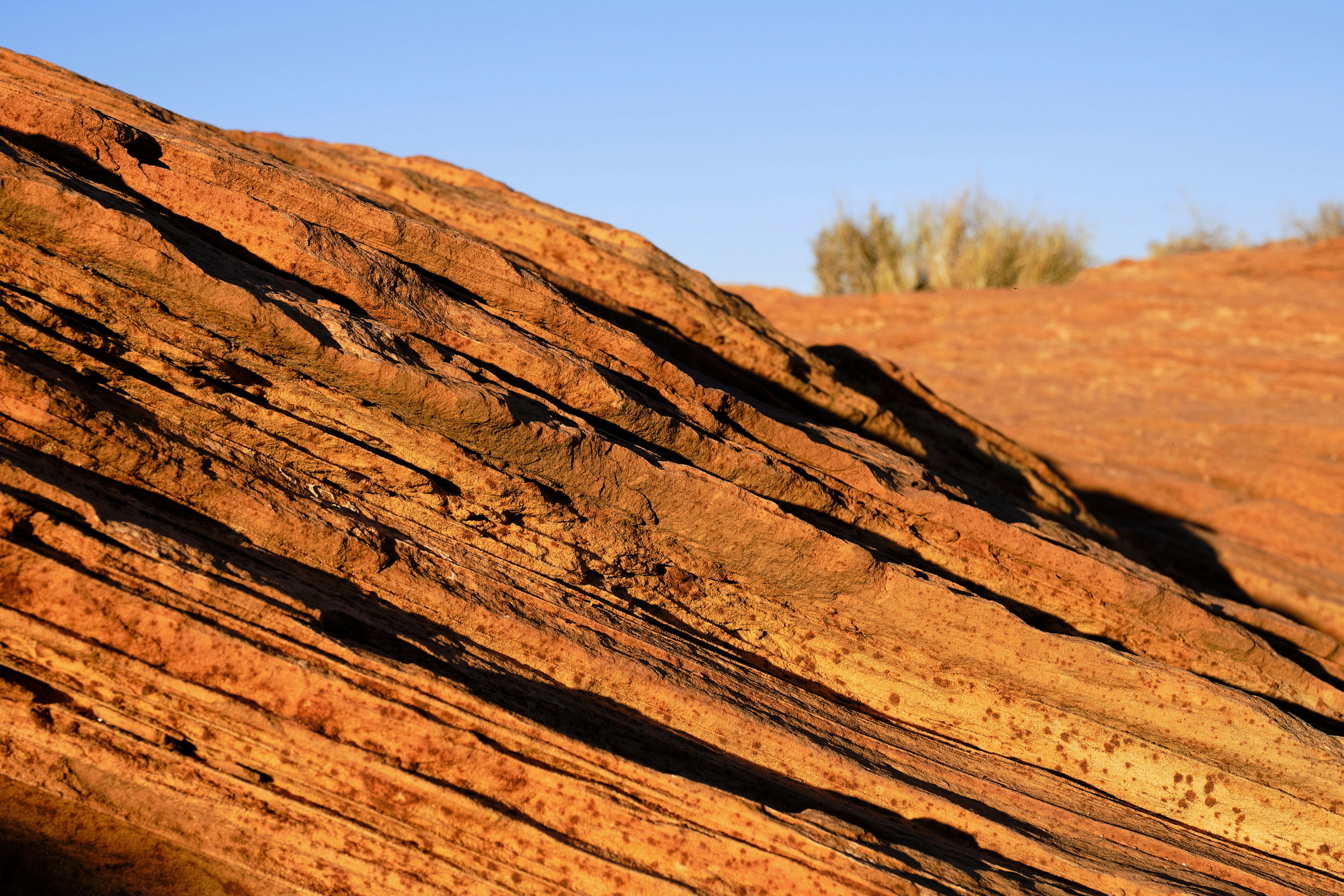 a close up of a rock formation in the desert