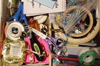 Drawers filled with various labeling hardware and materials.