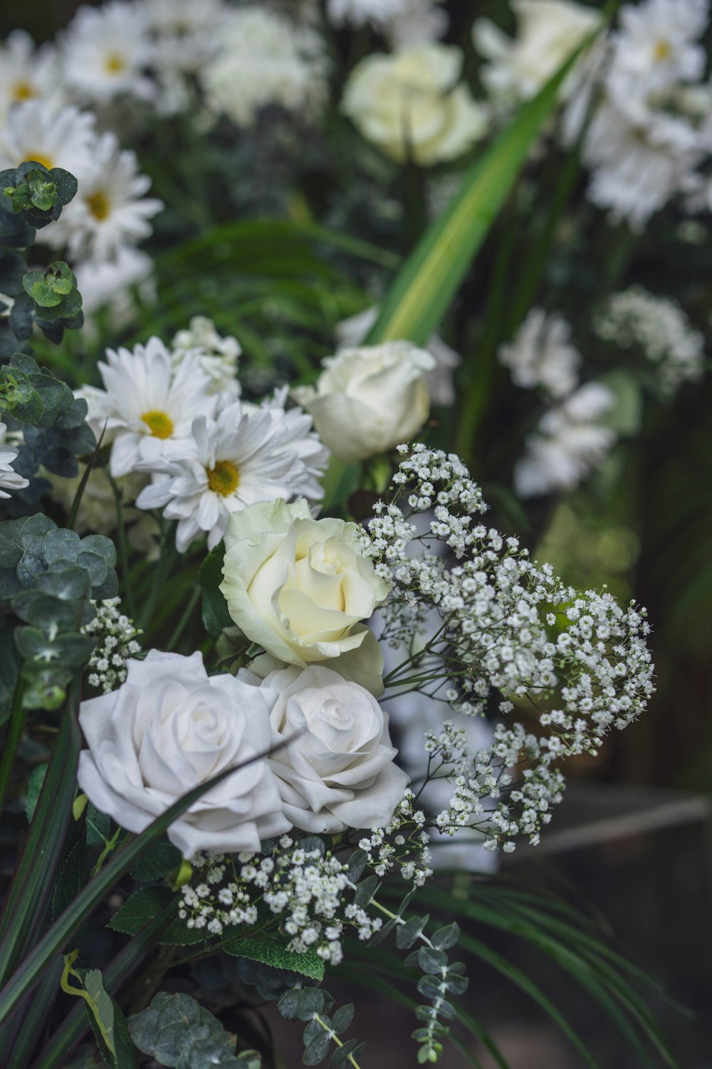 a bunch of white flowers in a vase