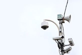 a security camera attached to a street light