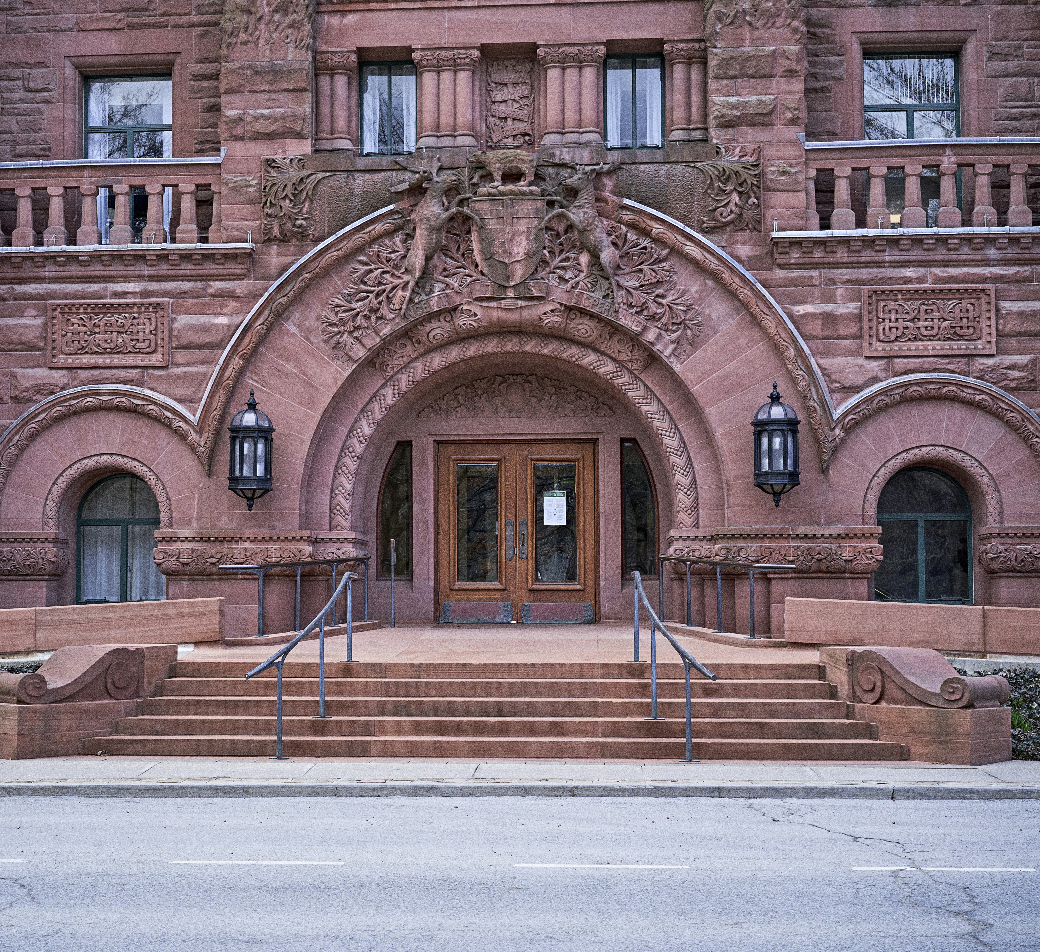 a large building with a staircase leading up to it