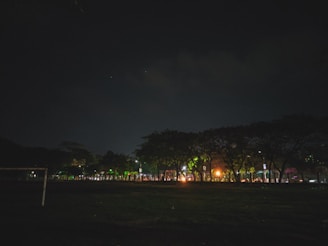 A moody, cinematic landscape of Vilnius cityscape at dusk with glowing street lamps.