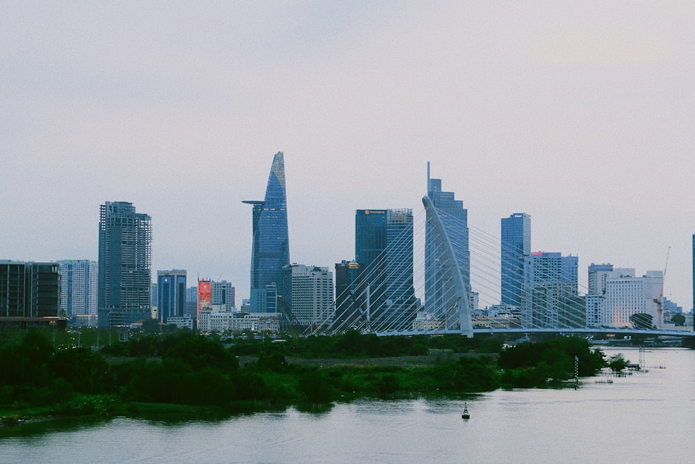 a view of a city with a river running through it