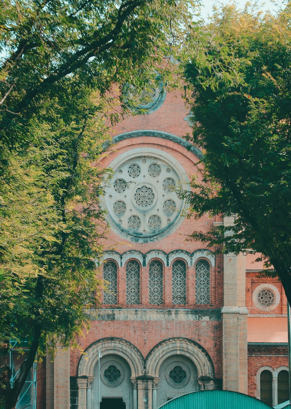 a large building with a clock on the side of it