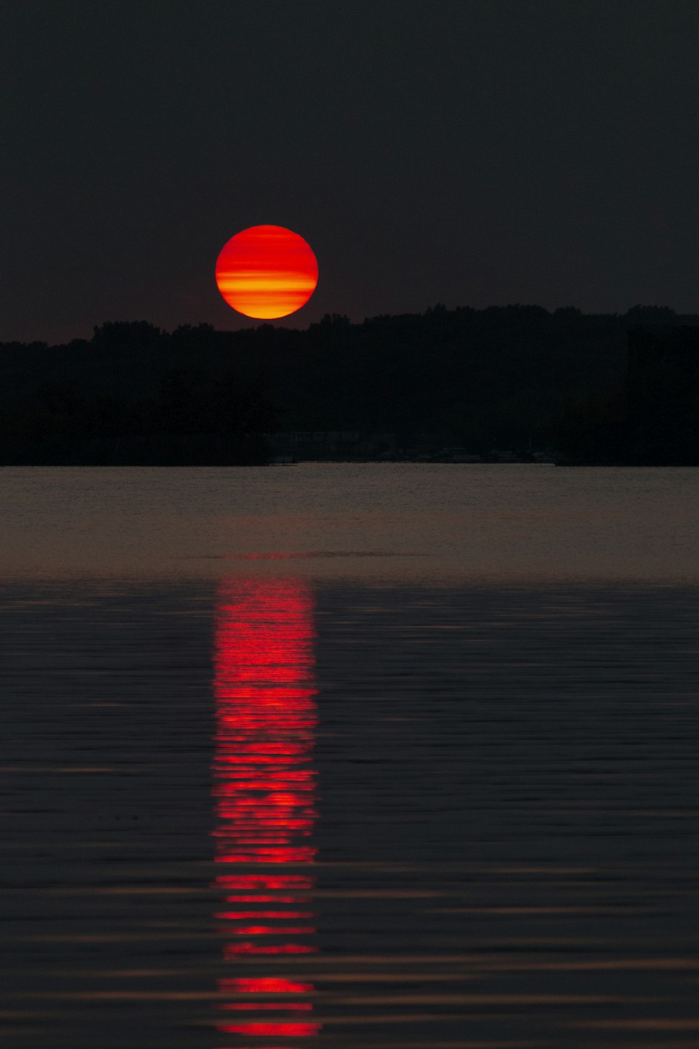 the sun is setting over a body of water