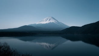 a mountain with a lake in front of it