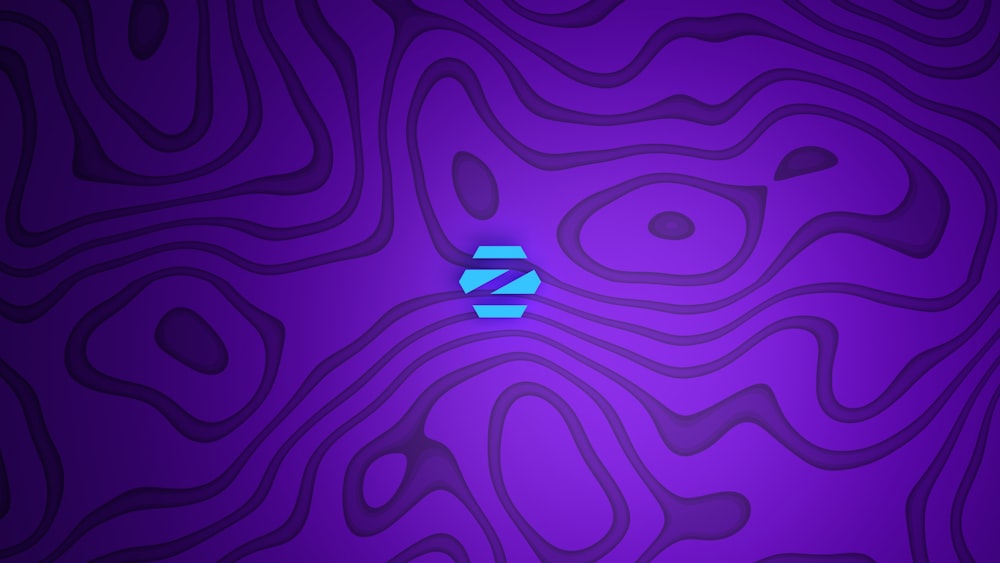 a purple background with a blue logo on it