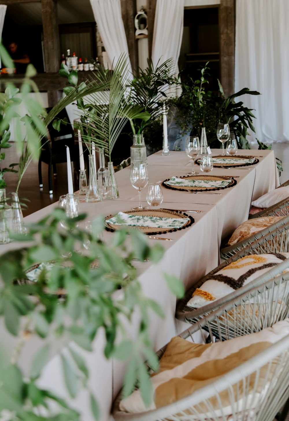 a table set up for a formal dinner