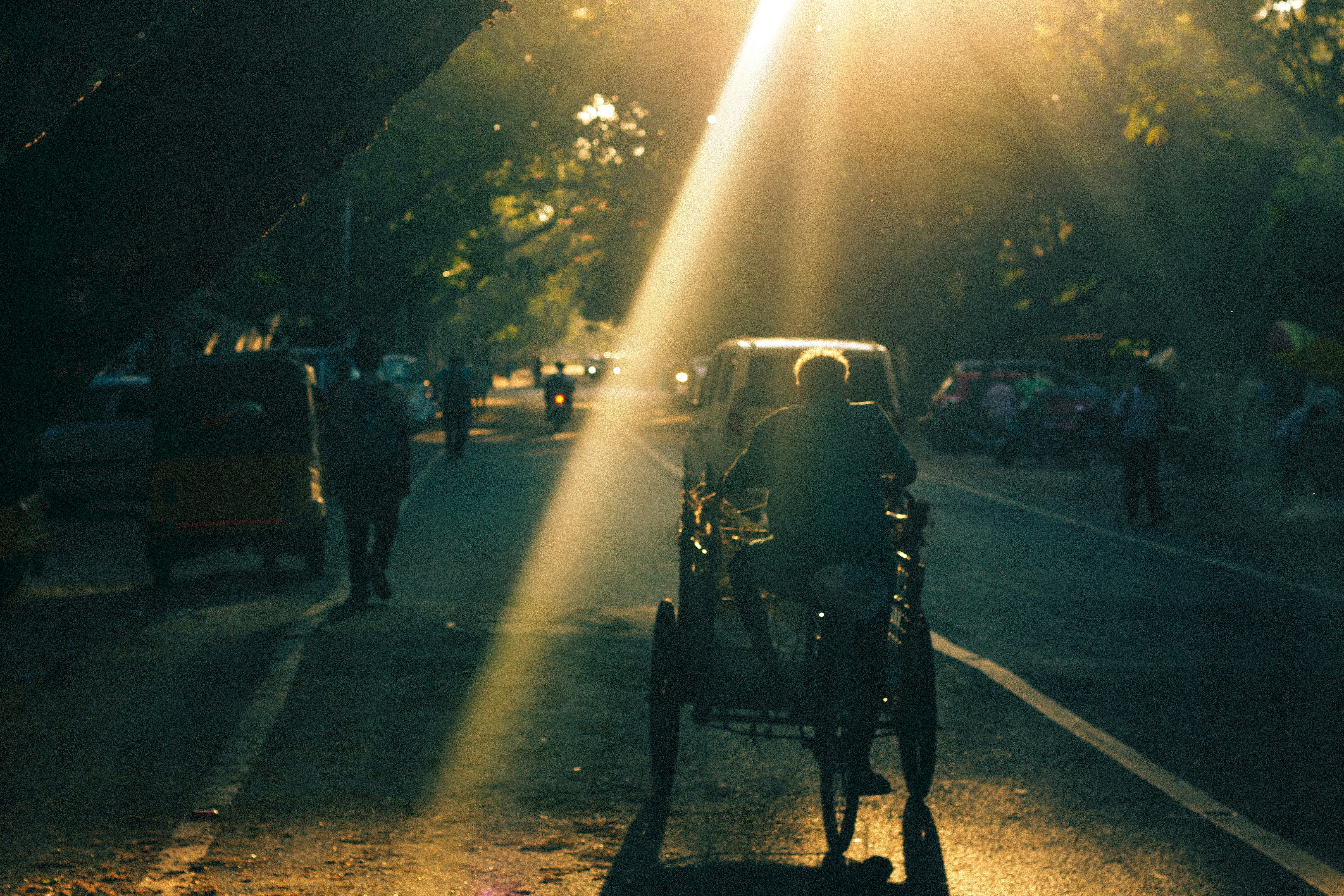 a person in a wheel chair on a street