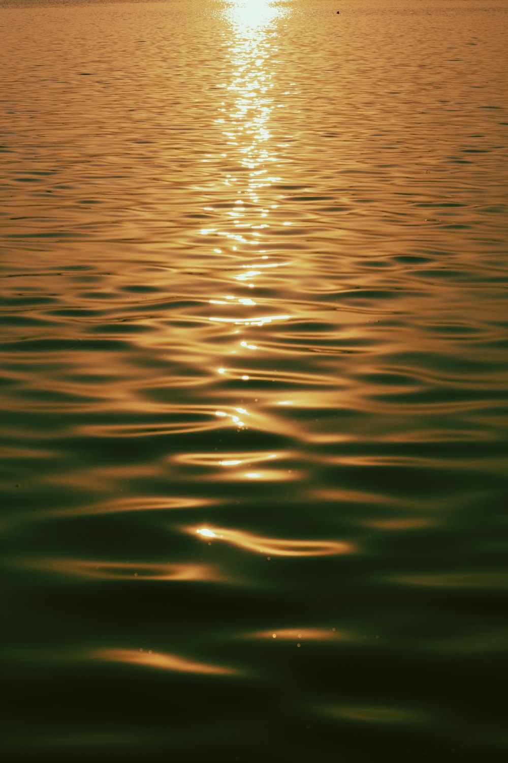 a large body of water with a boat in the distance